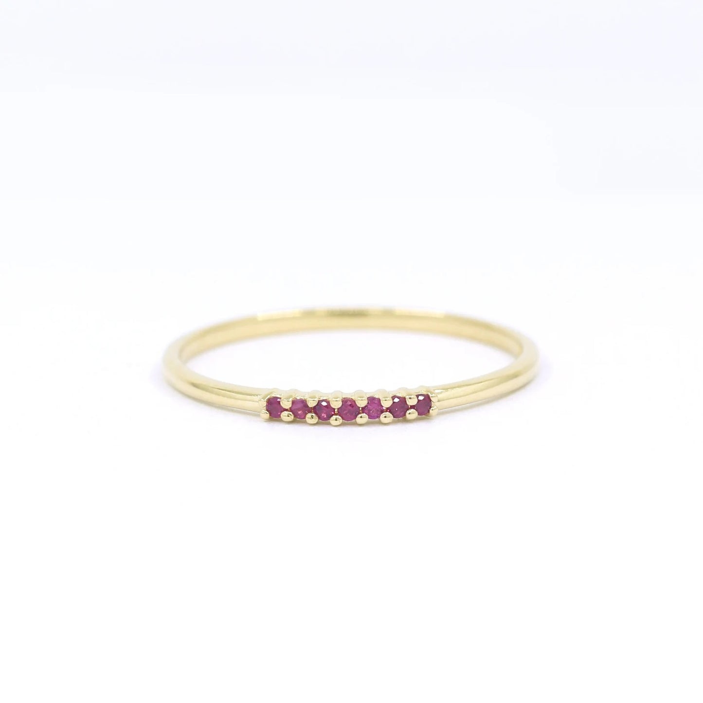 14K 7 RUBY 1.2MM BAND