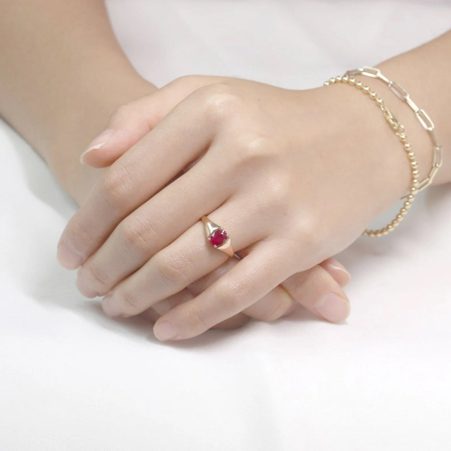 14K OVAL RUBY SOLITAIRE RING
