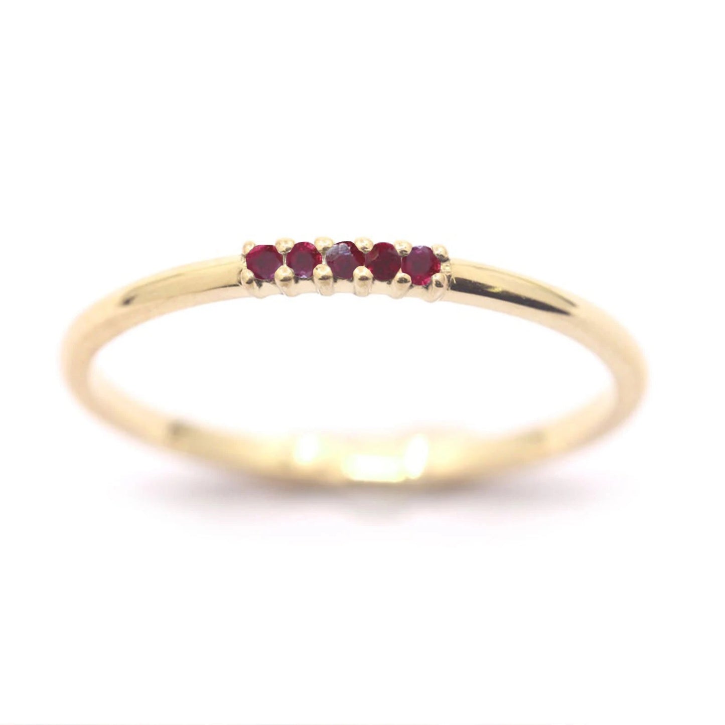 14K 5 RUBY 1.2MM BAND