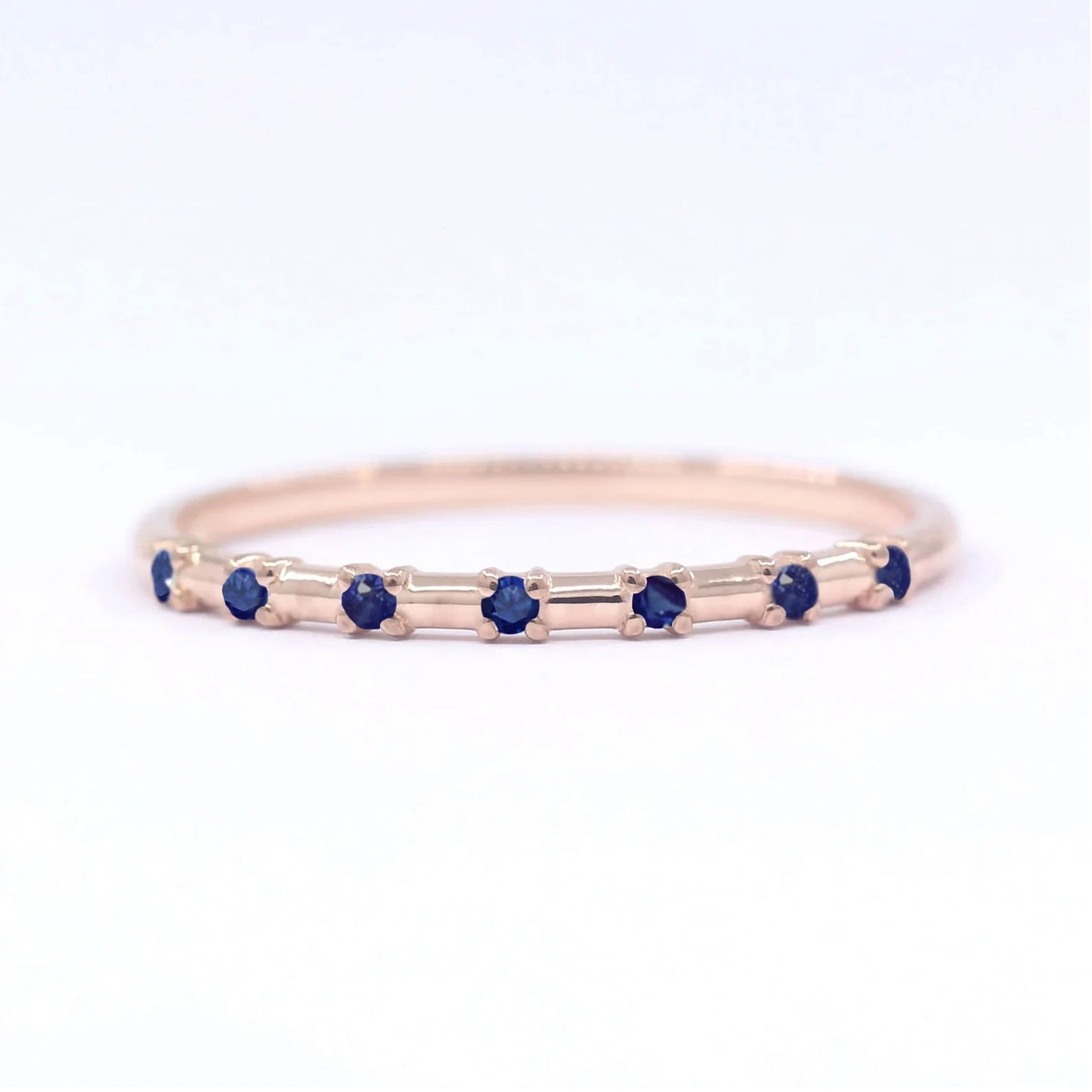 14K 7 SAPPHIRE SPACED 1.2MM BAND
