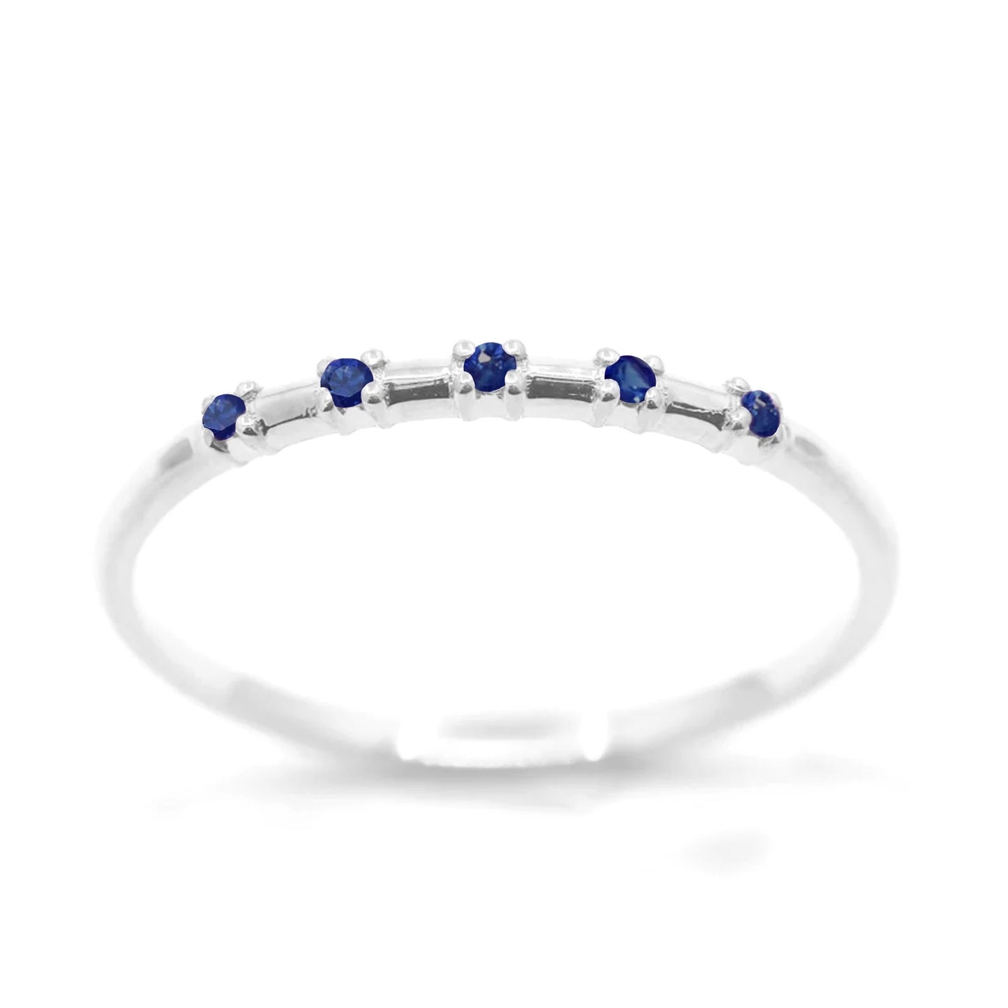 14K 5 SAPPHIRES SPACED 1.2MM BAND