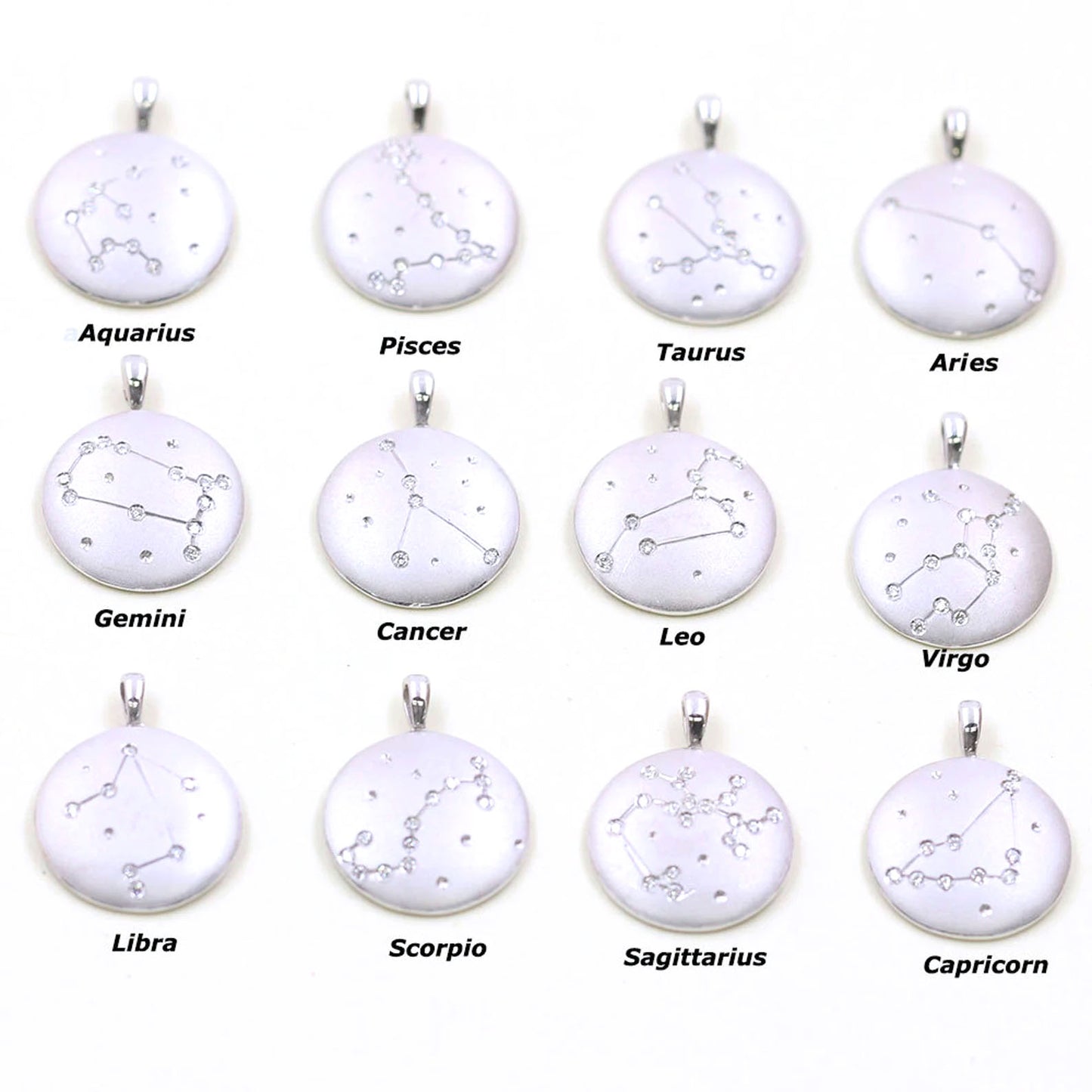 14K DIAMOND ARIES ZODIAC SIGN MATT FINISHED NECKLACE