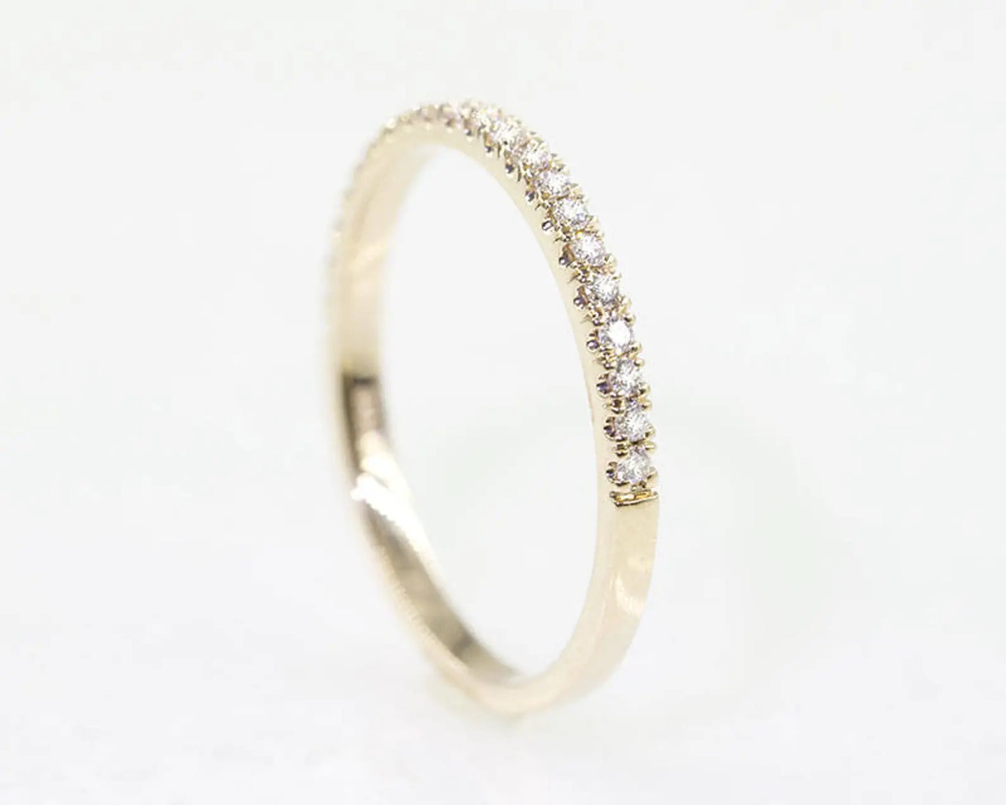 14K 0.15CT DIAMOND HALF ETERNITY BAND