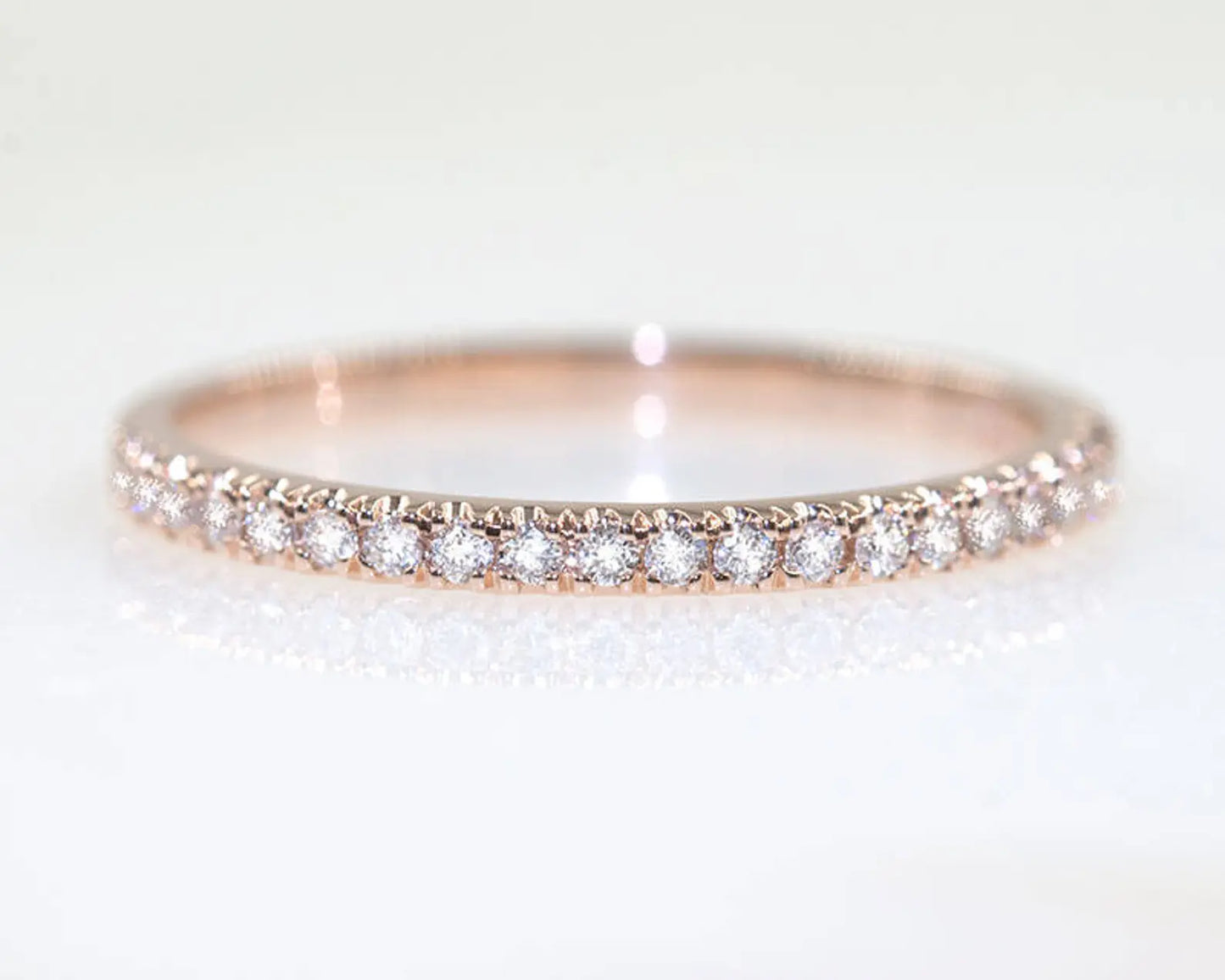 14K 0.15CT DIAMOND HALF ETERNITY BAND