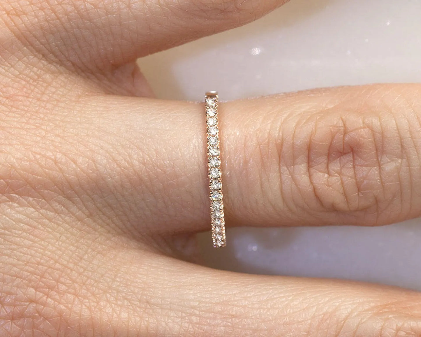 14K 0.15CT DIAMOND HALF ETERNITY BAND