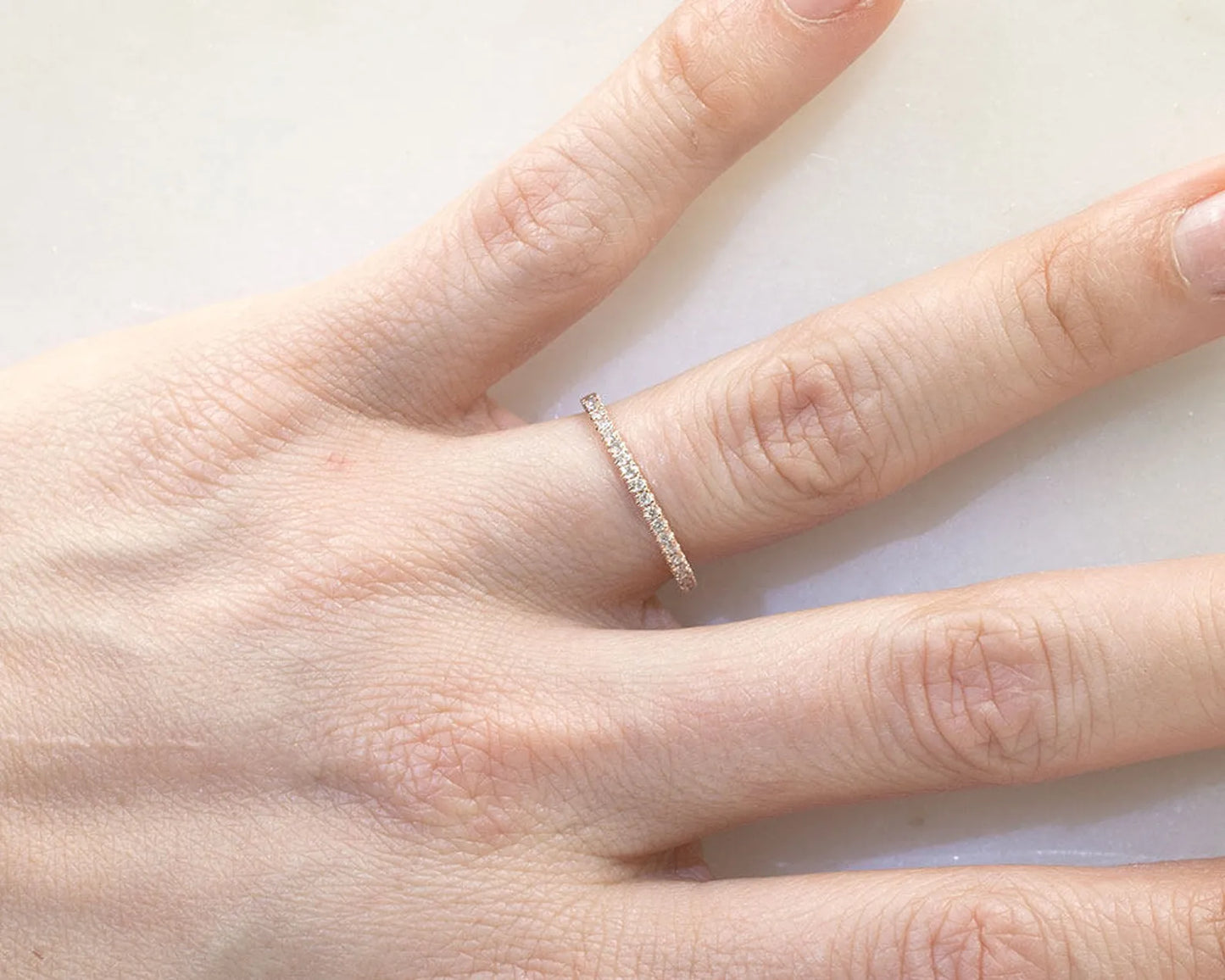 14K 0.15CT DIAMOND HALF ETERNITY BAND