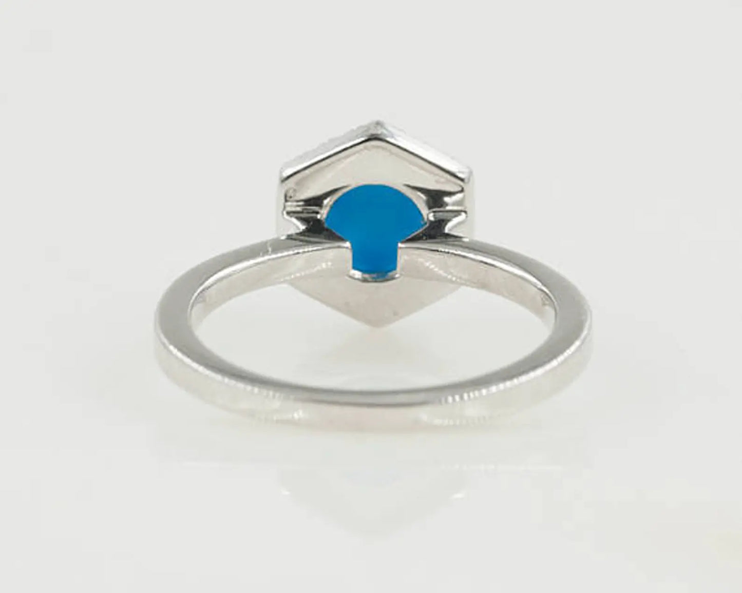 14K TURQUOISE DIAMOND HALO HEXAGON RING
