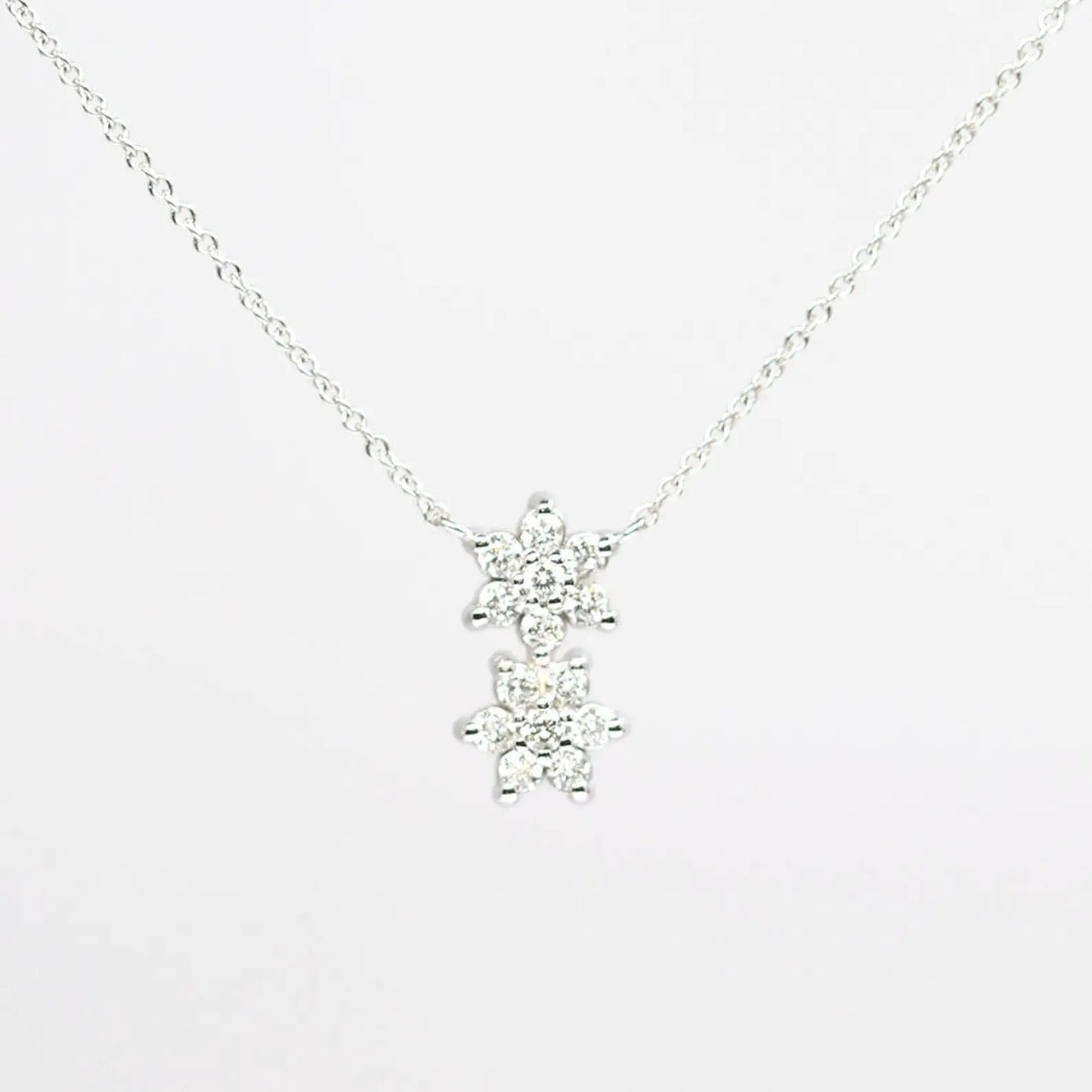 14K DIAMOND DOUBLE FLOWER NECKLACE