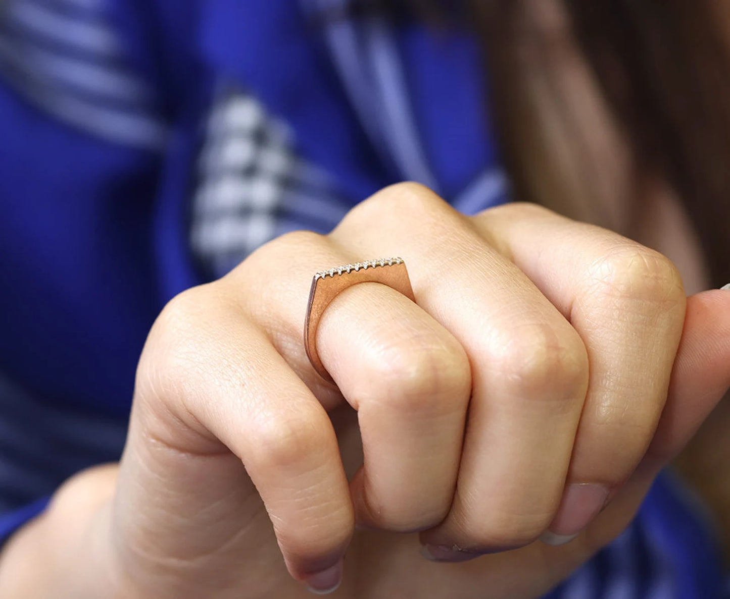 14K DIAMOND FLAT TOP BAR BAND