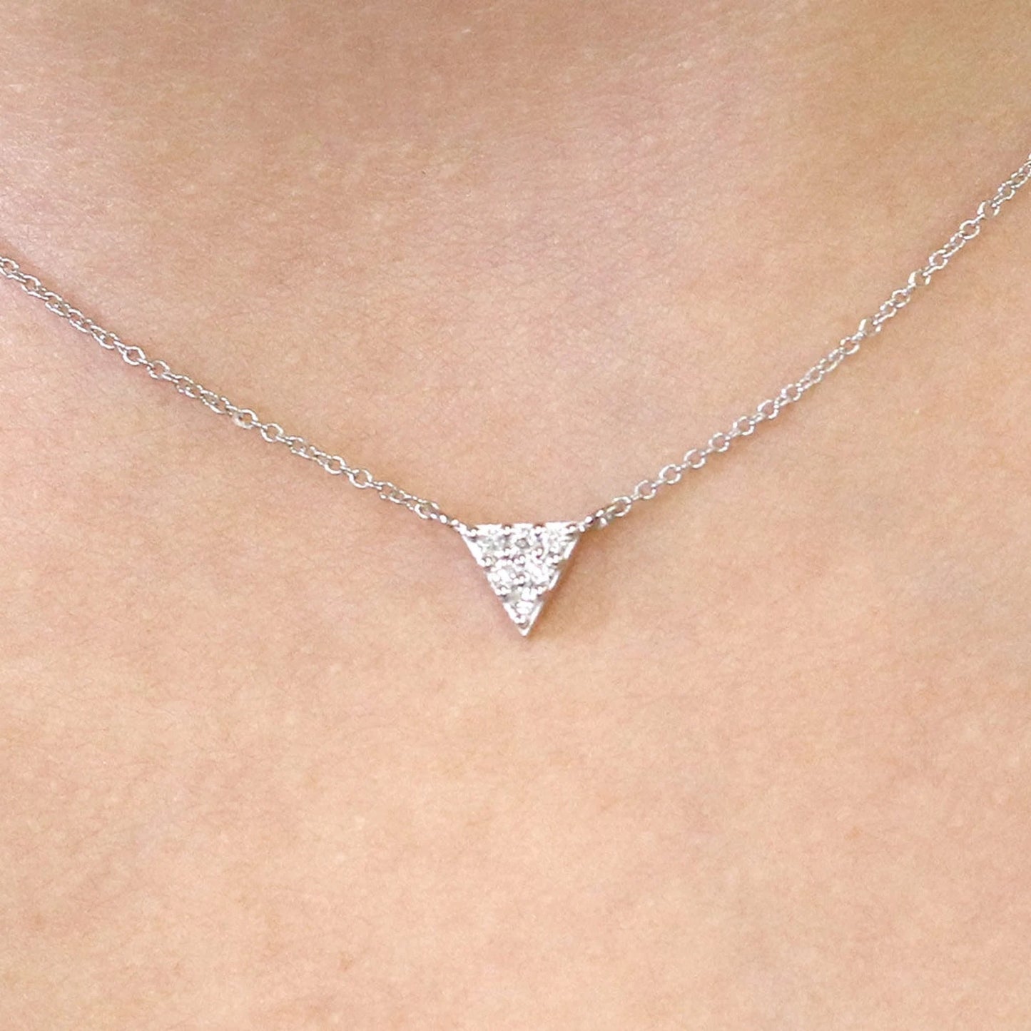 14K DIAMOND TINY TRIANGLE NECKLACE