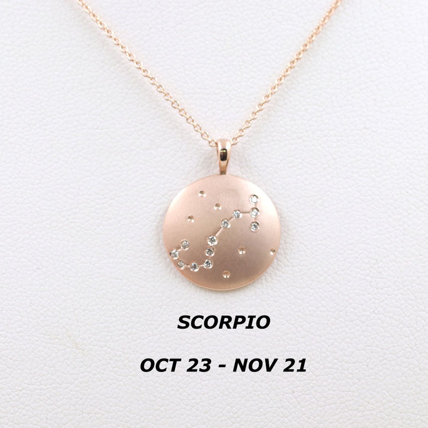14K DIAMOND SCORPIO ZODIAC SIGN MATT FINISHED NECKLACE