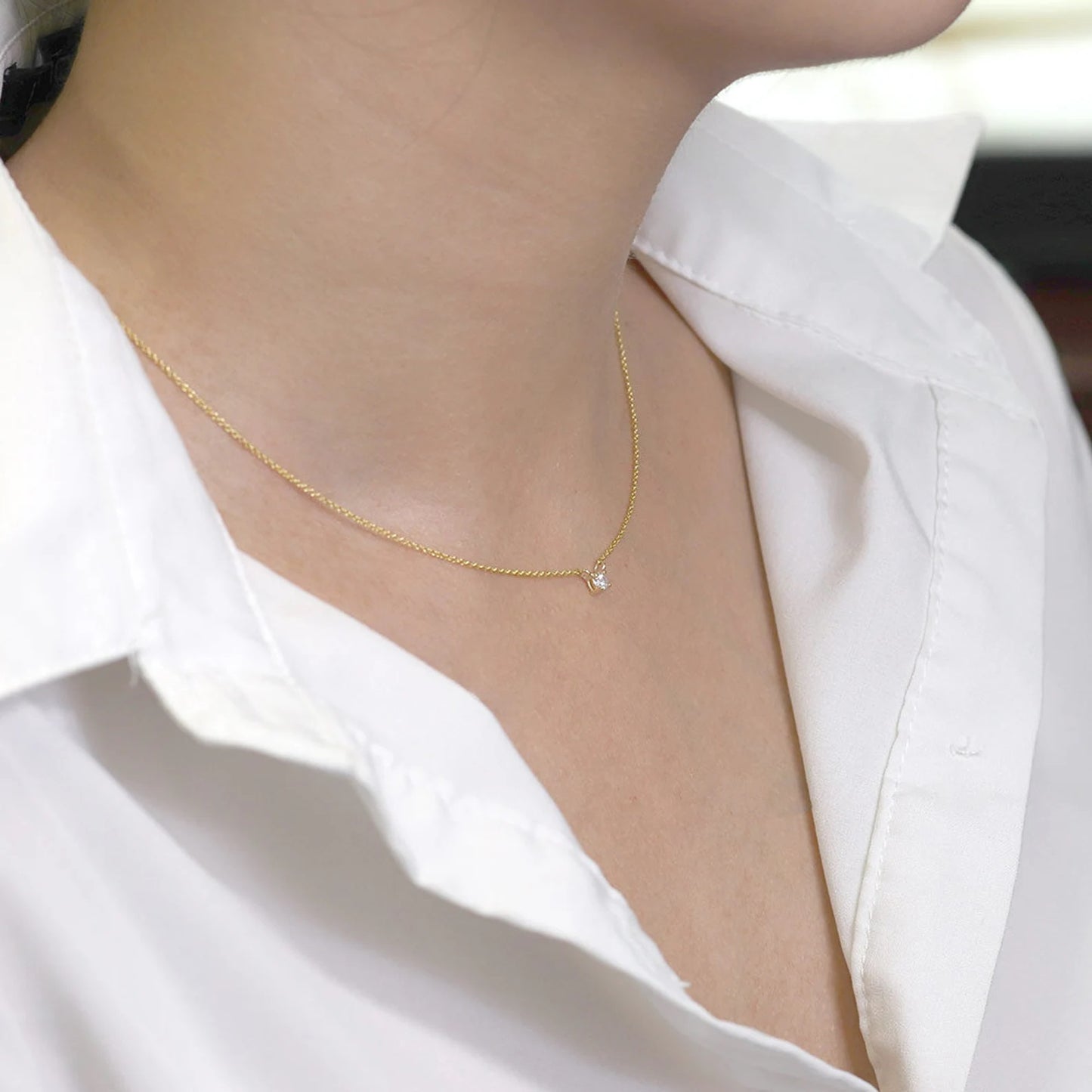 14K 0.10CT DIAMOND SOLITAIR NECKLACE