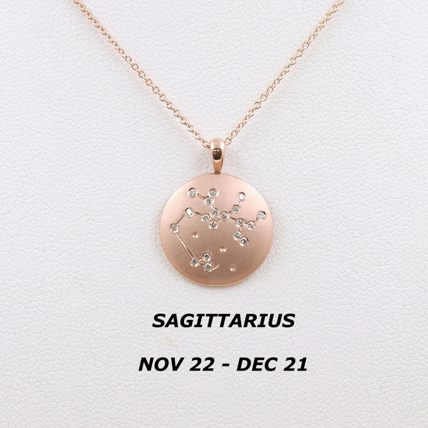 14K DIAMOND SAGITTARIUS ZODIAC SIGN MATT FINISHED NECKLACE