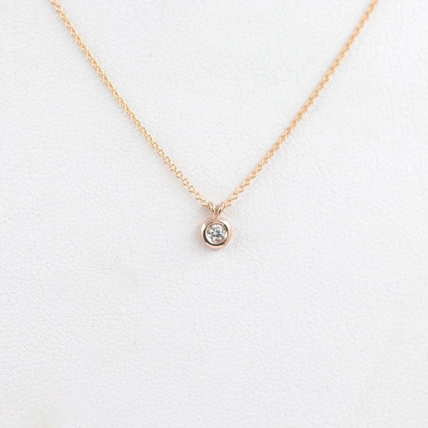 14K 0.05CT DIAMOND BEZEL SLIDING NECKLACE