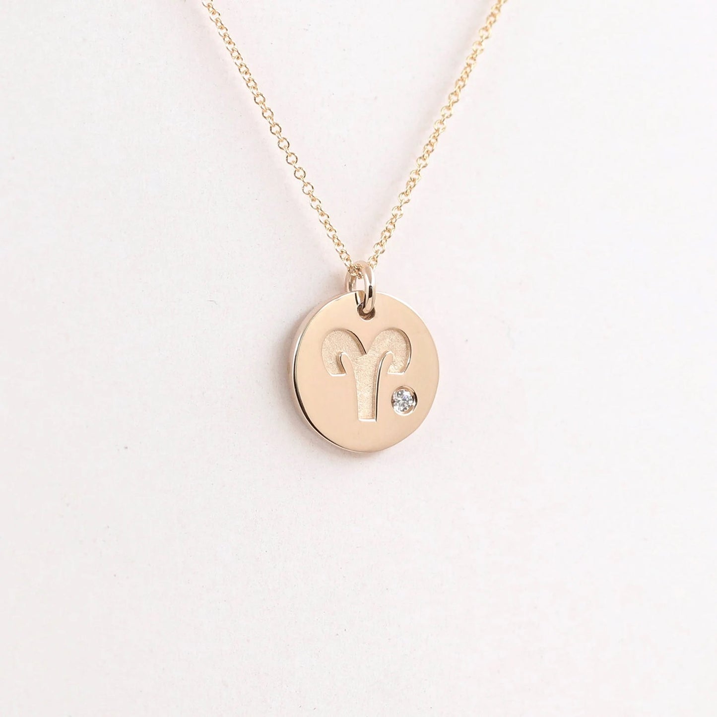 14K 1 DIAMOND ARIES ZODIAC SIGN NECKLACE