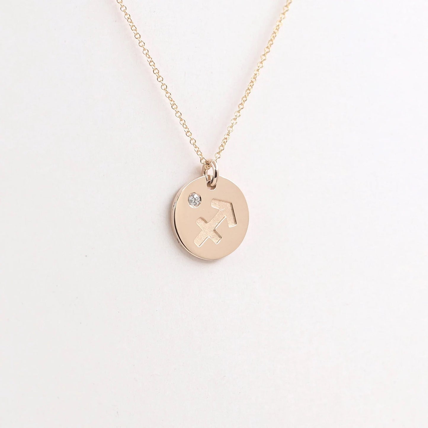 14K 1 DIAMOND SAGITTARIUS ZODIAC SIGN NECKLACE