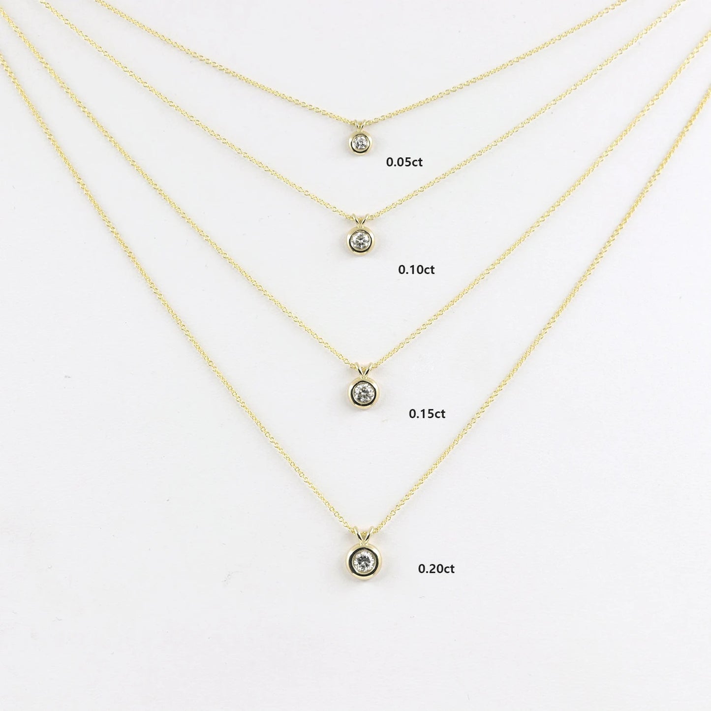 14K 0.05CT DIAMOND BEZEL SLIDING NECKLACE