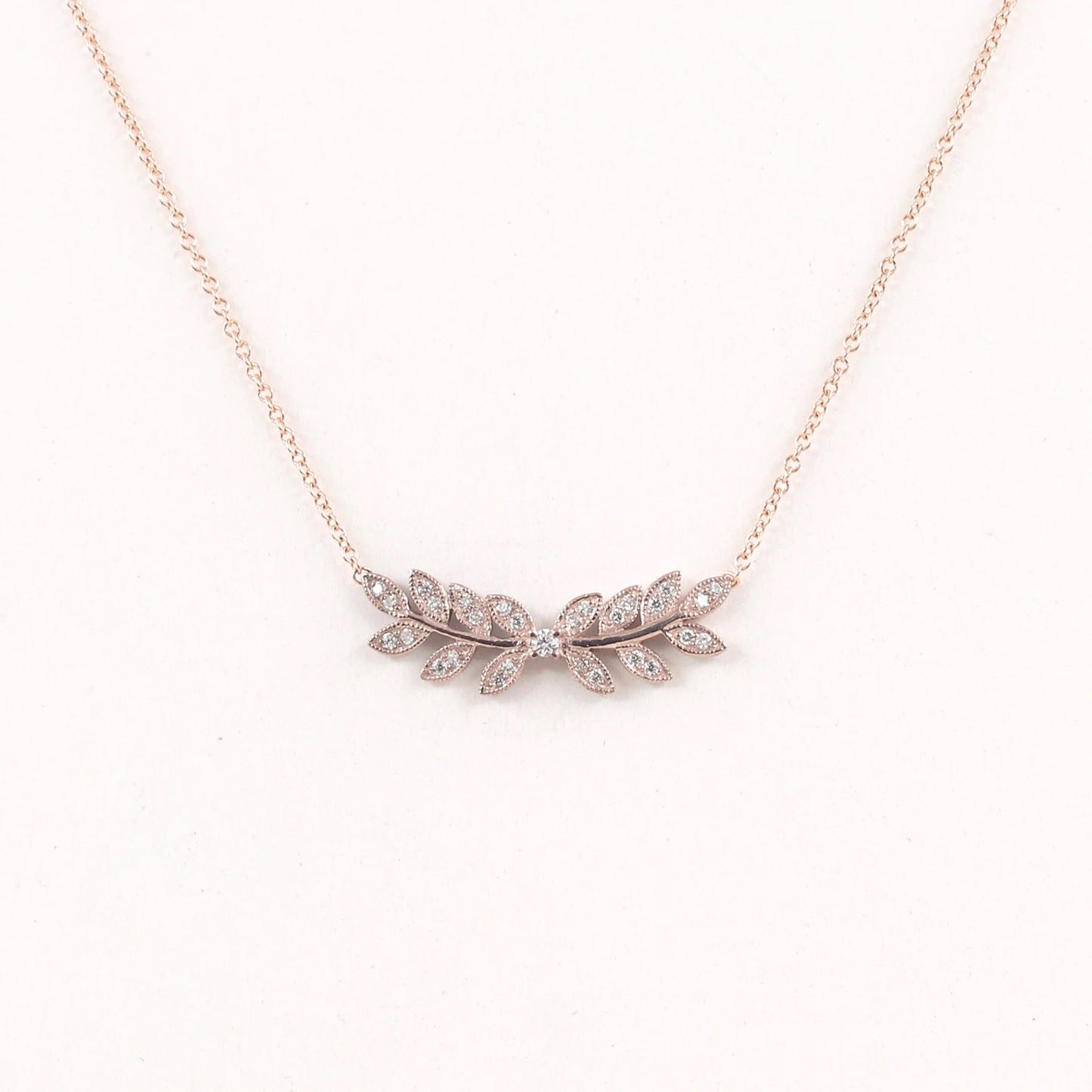 14K DIAMOND LEAF NECKLACE