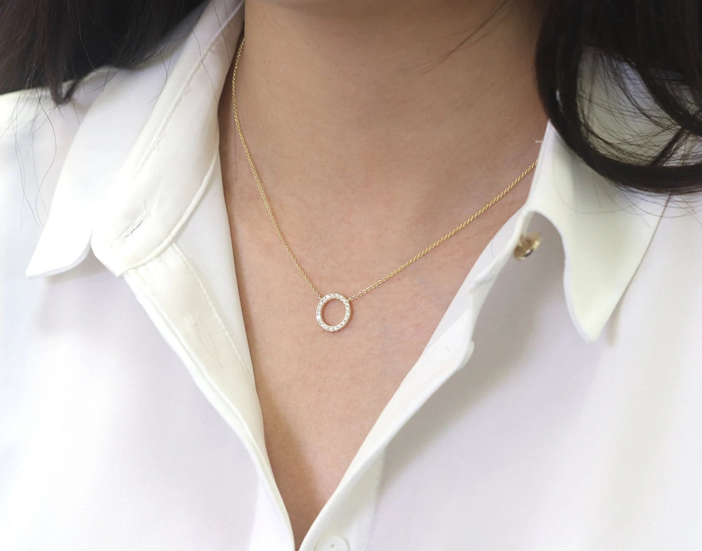 14K 0.28CT DIAMOND CIRCLE NECKLACE