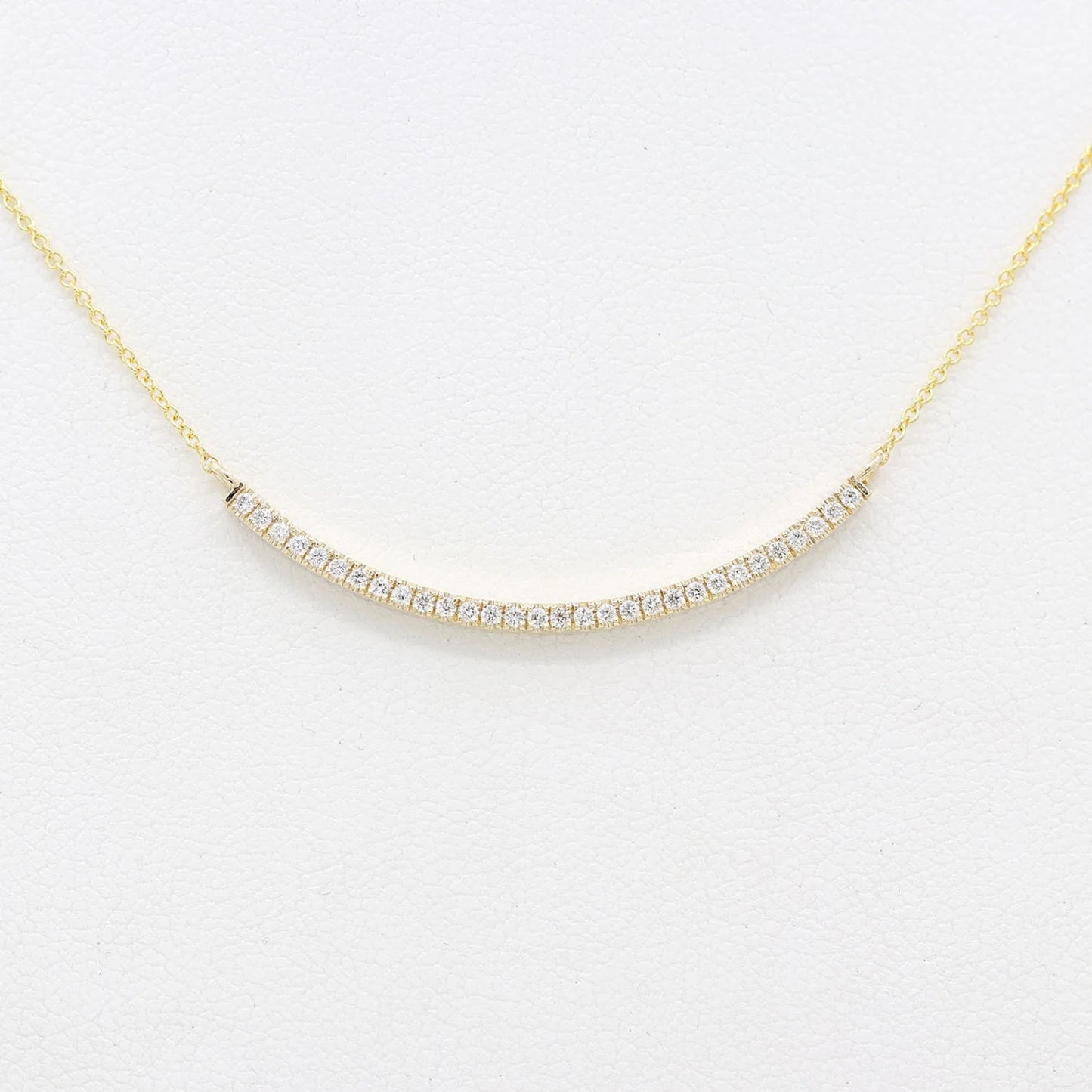 14K DIAMOND 1.5" CURVED BAR NECKLACE