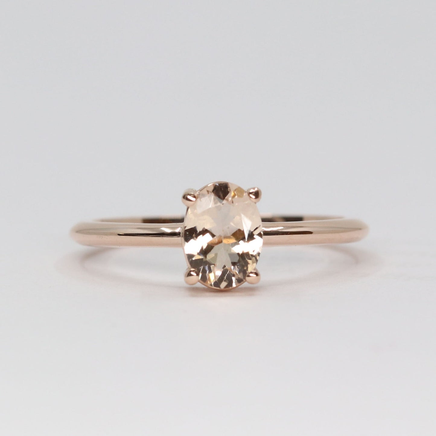 14K OVAL MORGANITE SOLITAIRE RING