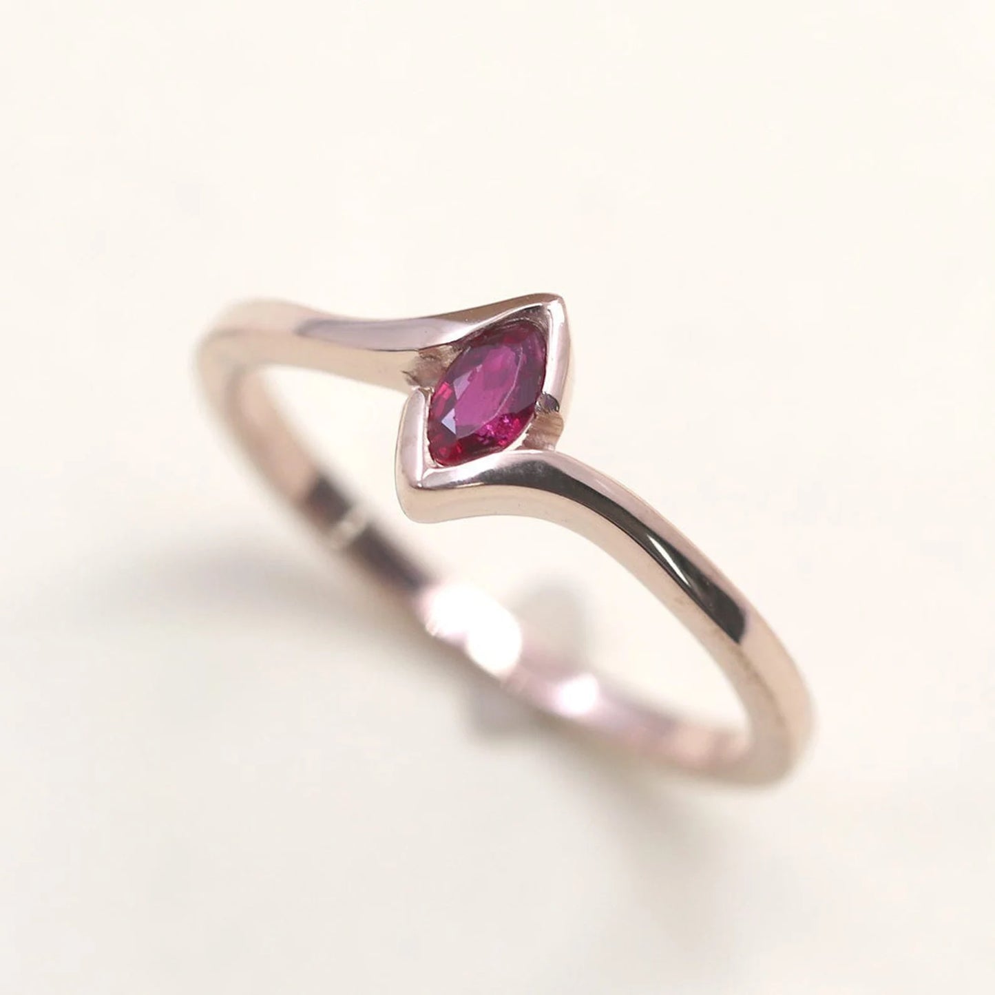 14K MARQUISE RUBY BEZEL BAND