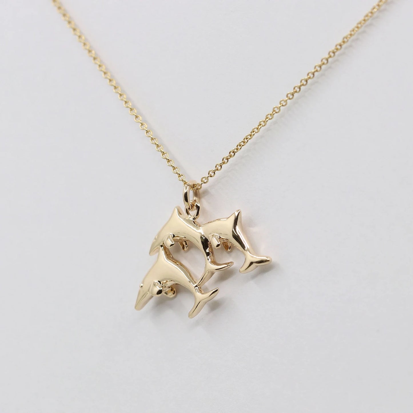 14K TRIPLE DOLPHIN NECKLACE