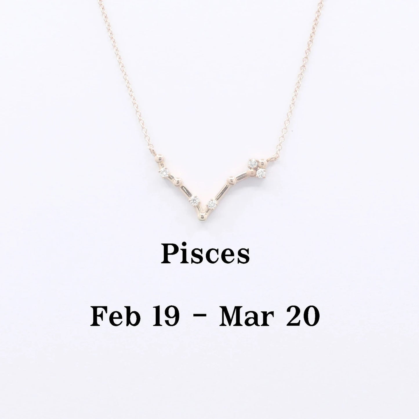 14K DIAMOND PISCES ZODIAC SIGN SMALL VERSION NECKLACE