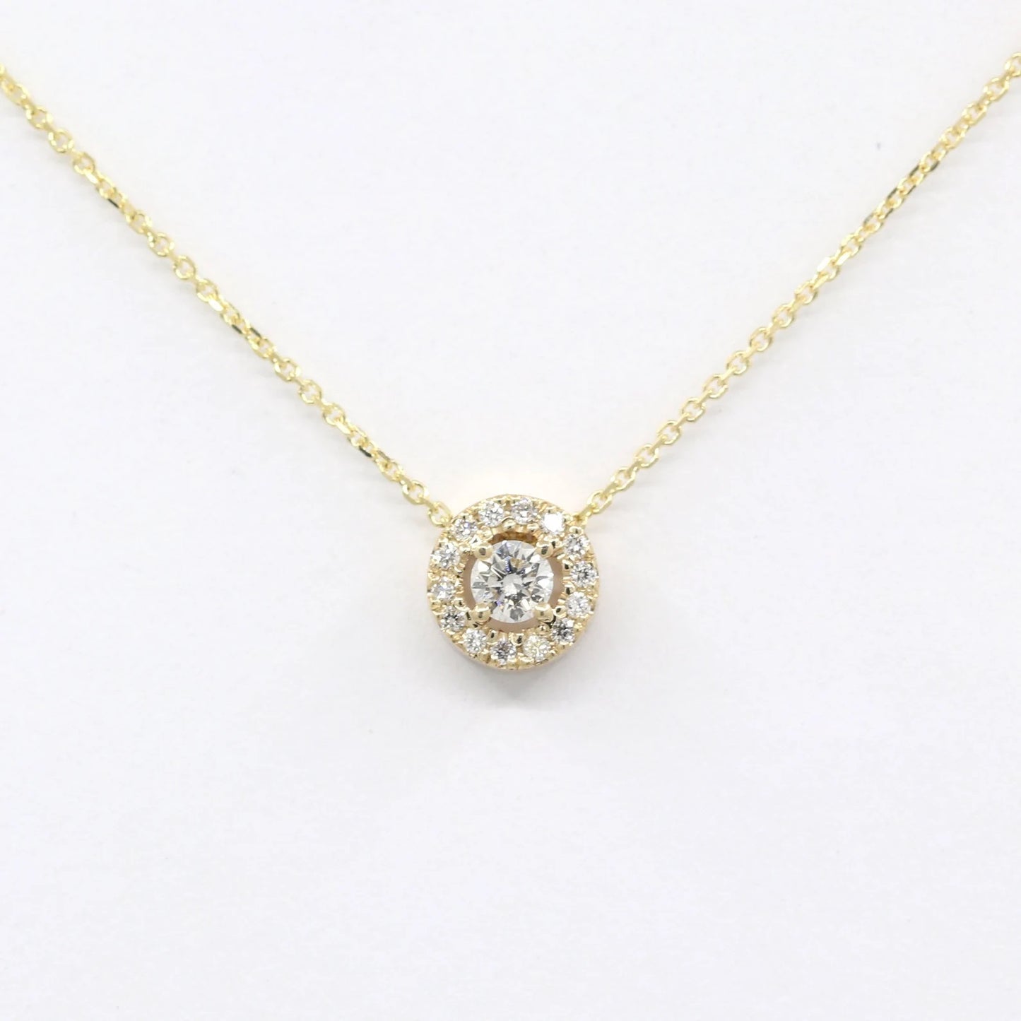 14K 0.17CT DIAMOND HALO NECKLACE