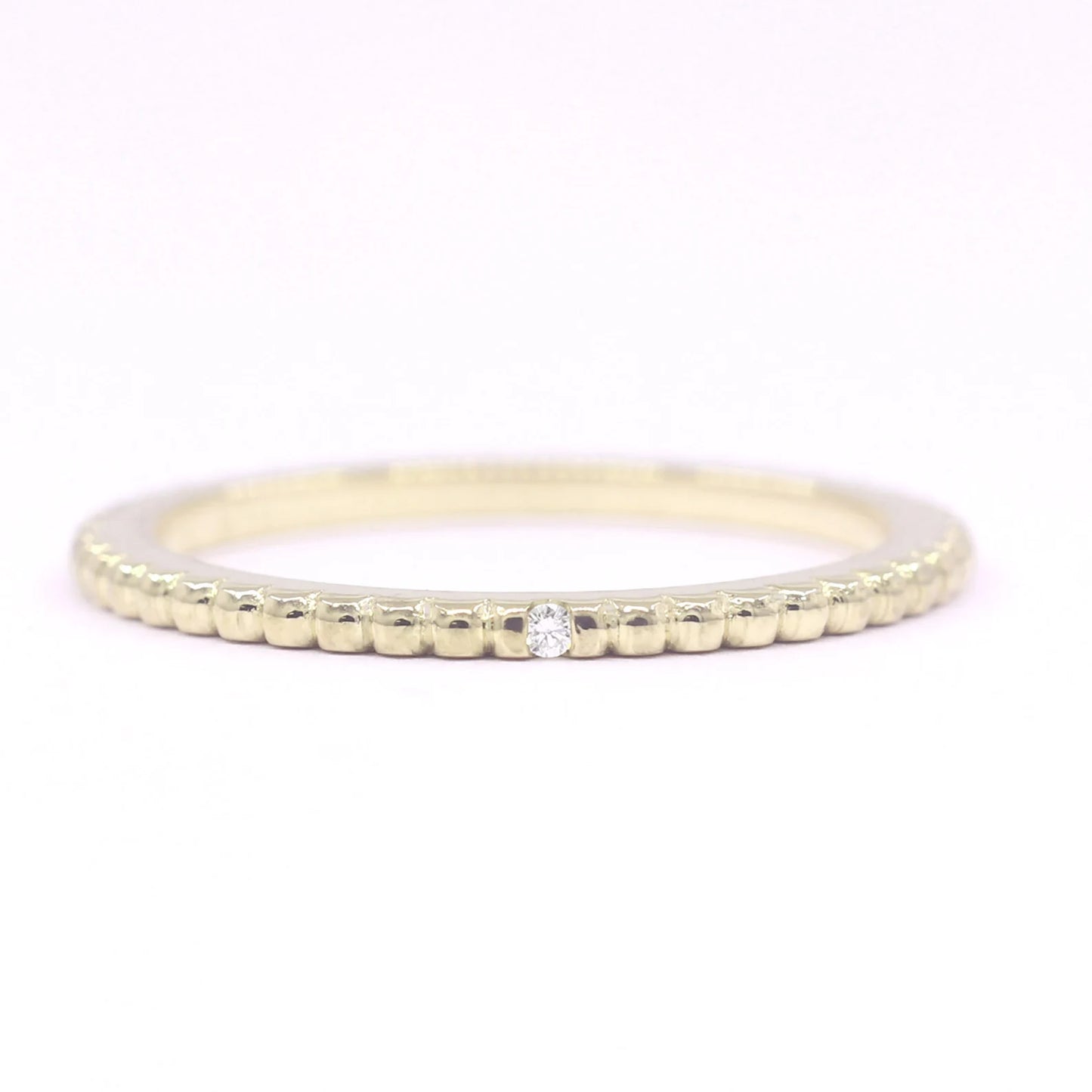 14K 1 DIAMOND BEADED 1.2MM BAND