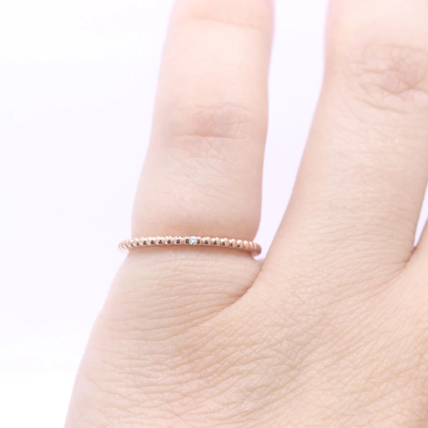 14K 1 DIAMOND BEADED 1.2MM BAND