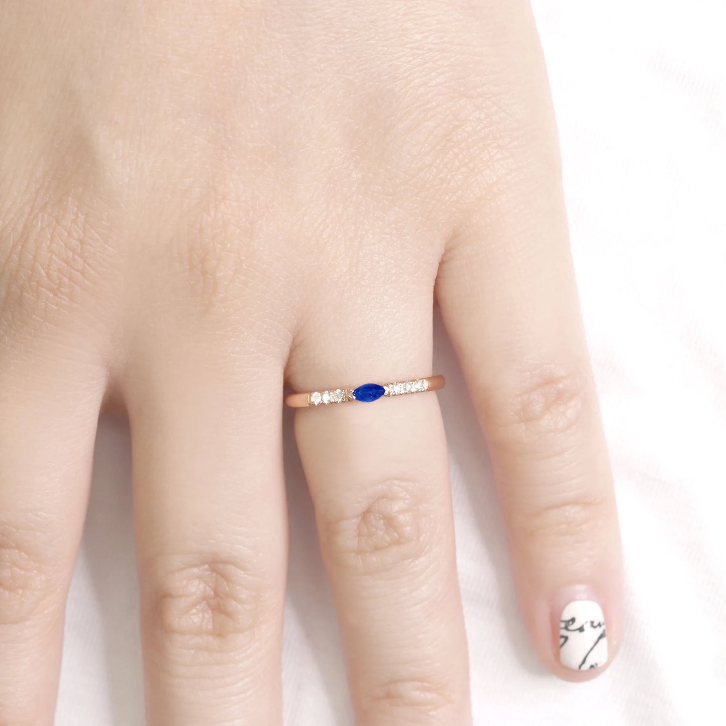 14K MARQUISE SAPPHIRE DIAMOND BAND