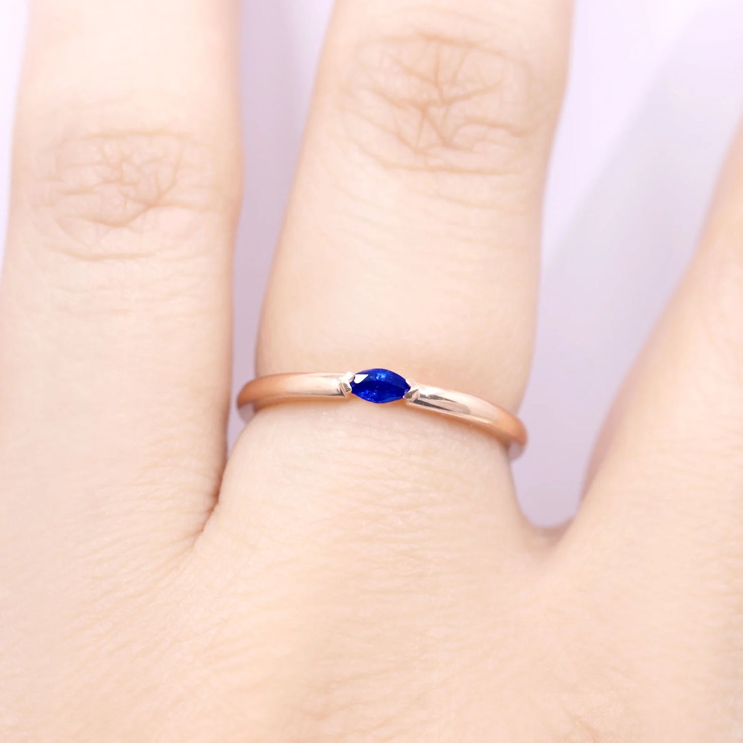 14K MARQUISE SAPPHIRE SOLITAIRE BAND