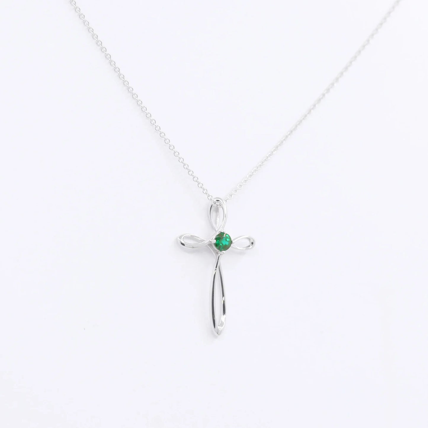 14K EMERALD CROSS NECKLACE