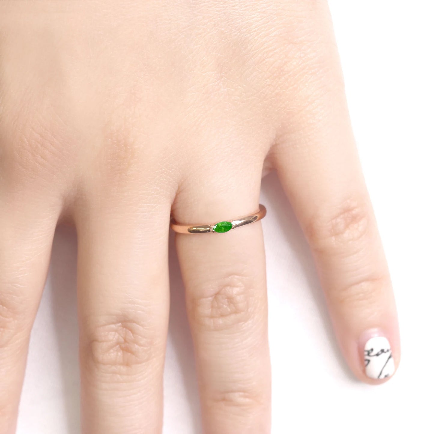 14K MARQUISE EMERALD SOLITAIRE BAND