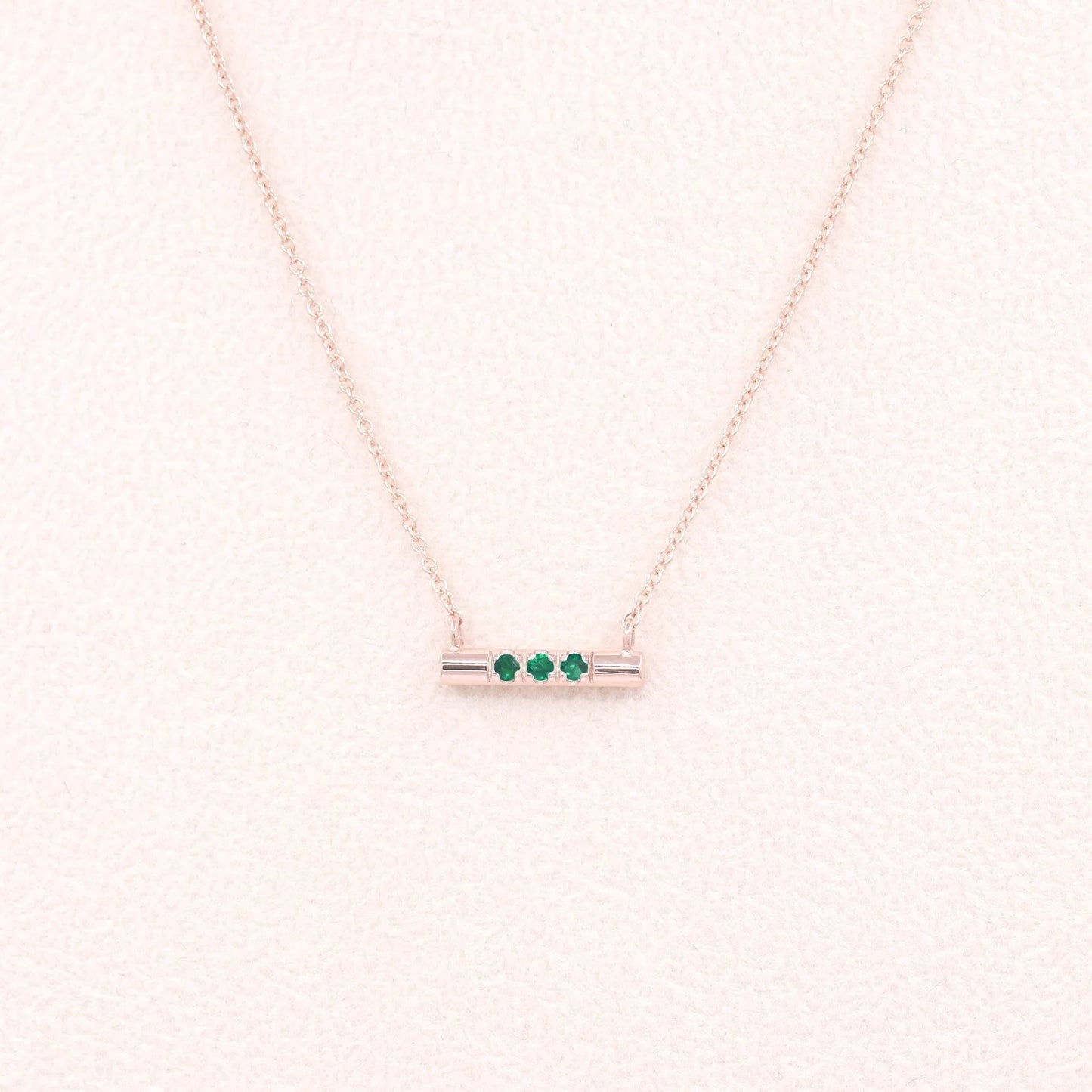14K EMERALD CIRCULAR BAR NECKLACE