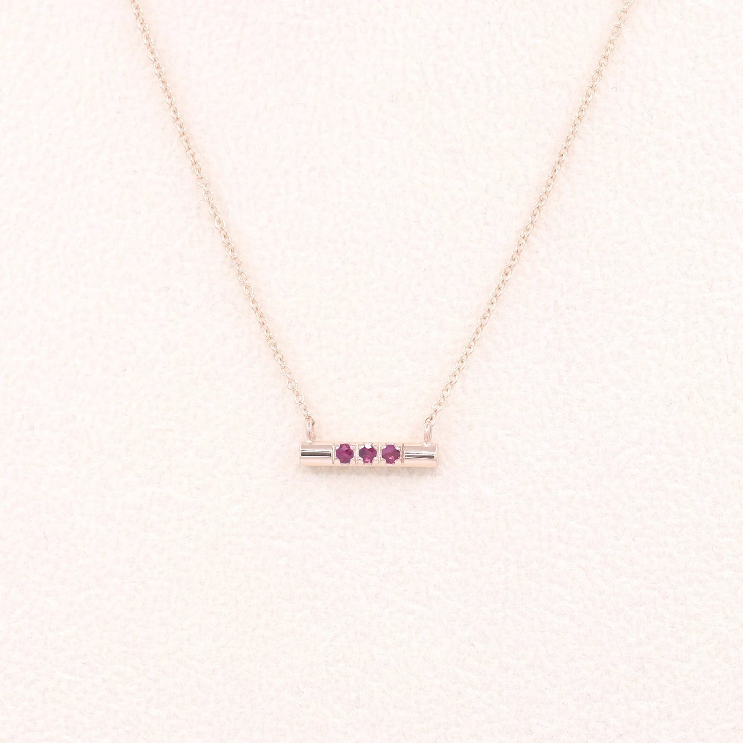 14K RUBY CIRCULAR BAR NECKLACE