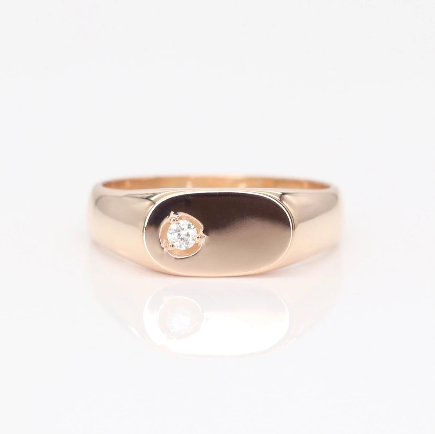 14K DIAMOND SIGNET BAND