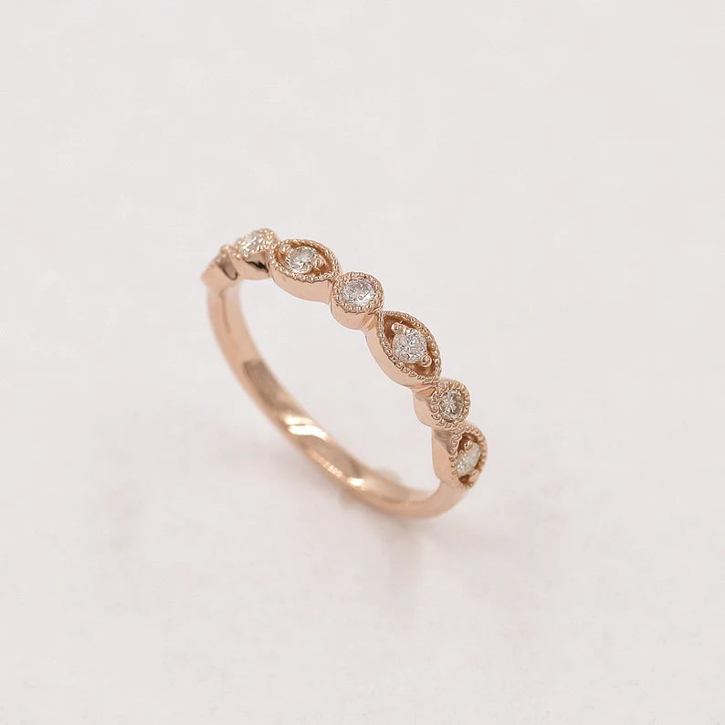 14K 0.21CT DIAMOND ART DECO BAND