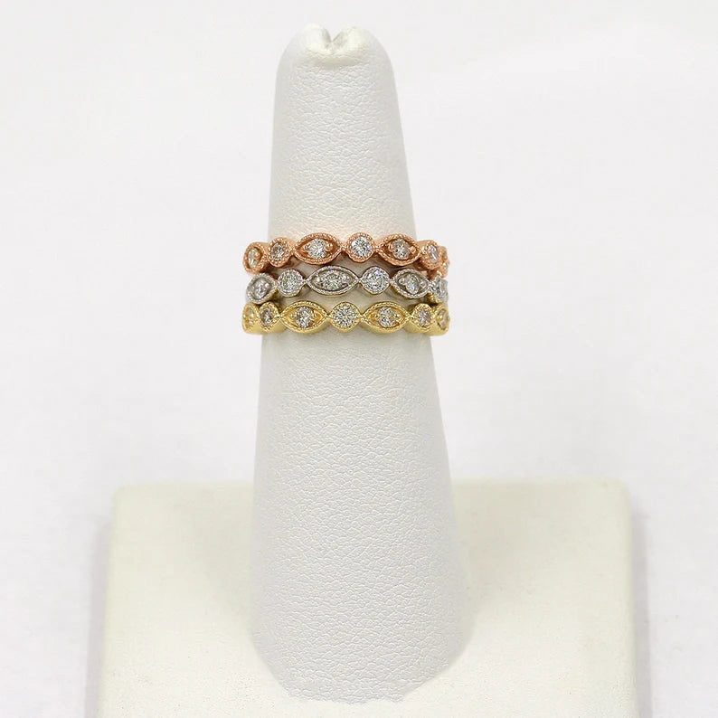 14K 0.21CT DIAMOND ART DECO BAND