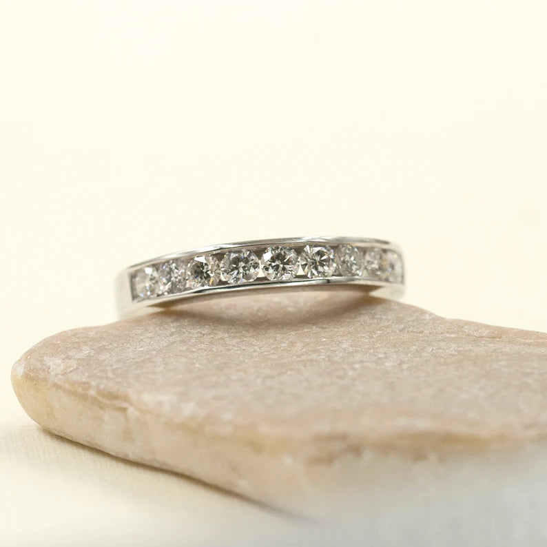 14K WHITE GOLD 0.60CT DIAMOND CHANNEL BAND