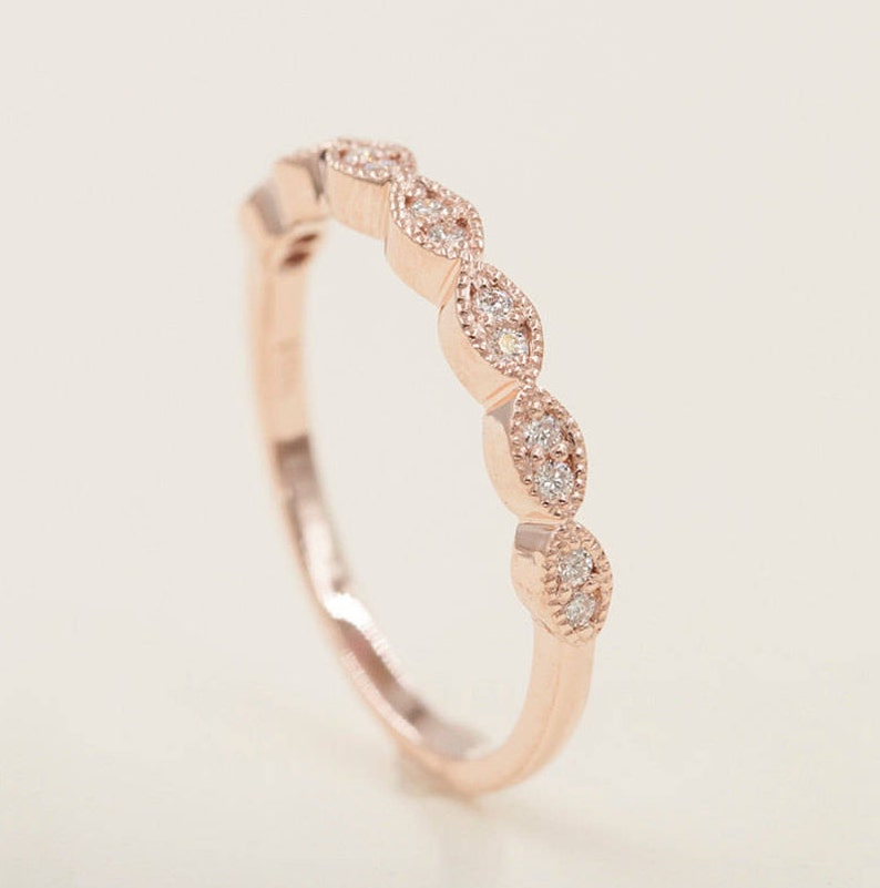 14K 0.14CT DIAMOND ART DECO BAND