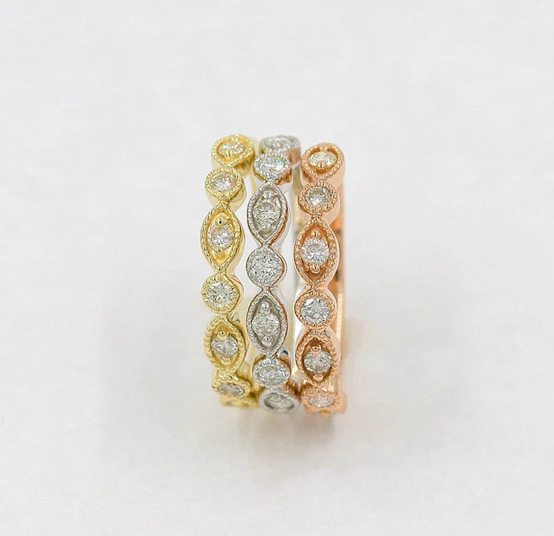14K 0.21CT DIAMOND ART DECO BAND