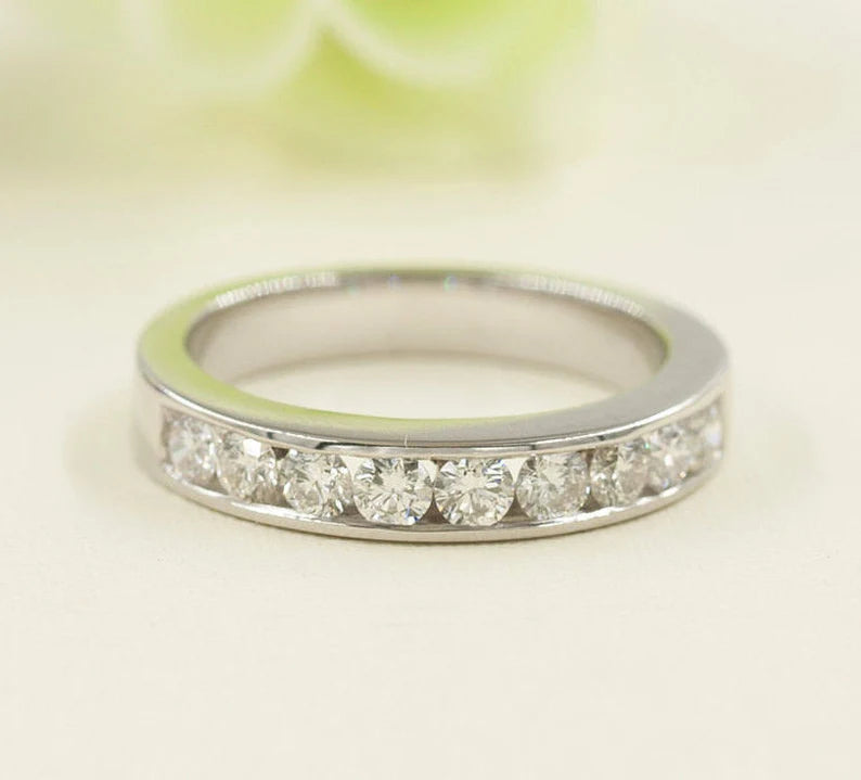 14K WHITE GOLD 0.60CT DIAMOND CHANNEL BAND