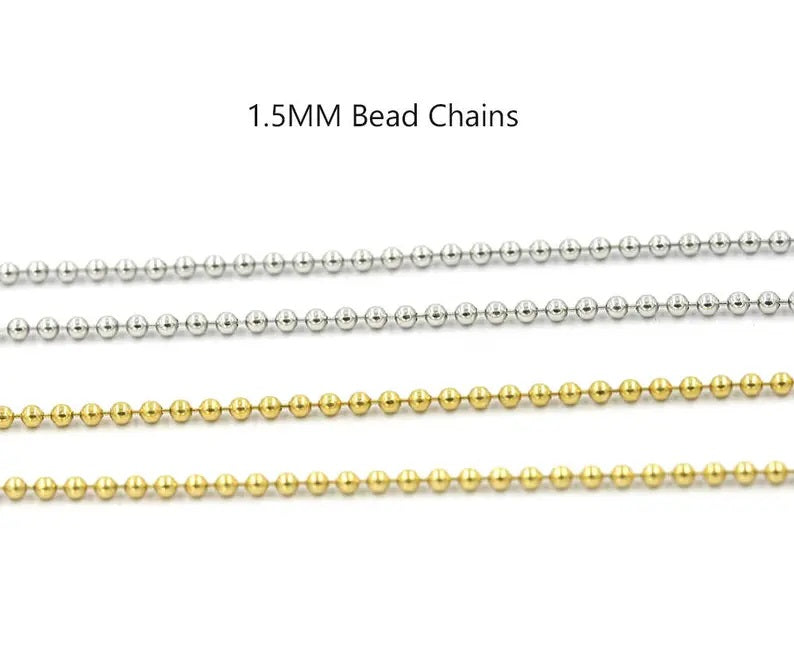 14K 1.5MM BEADED CHAIN NECKLACE