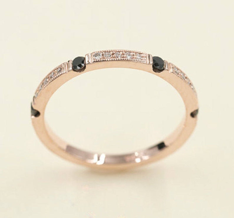14K BLACK DIAMOND MINI BAR ART DECO BAND