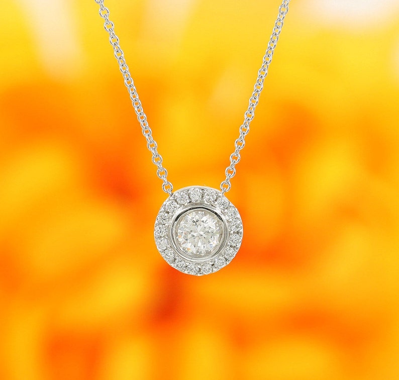 14K 0.47CT DIAMOND HALO NECKLACE