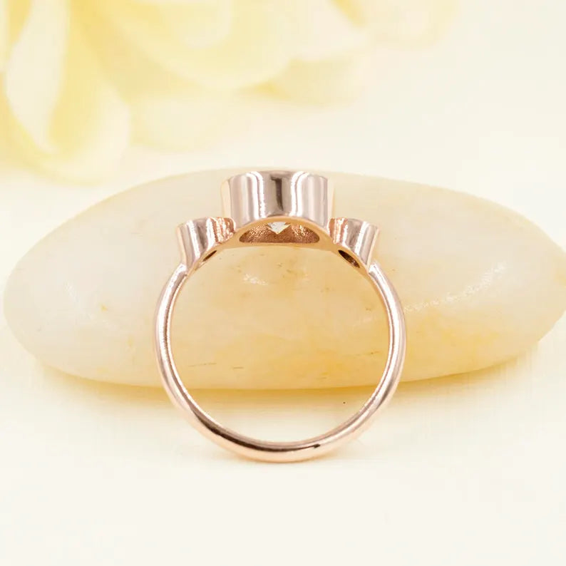 14K MORGANITE DIAMOND BEZEL RING