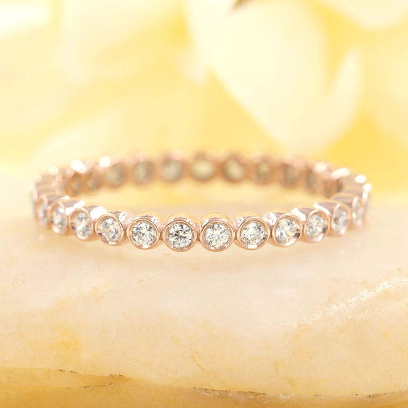 14K 0.55CT DIAMOND BEZEL FULL ETERNITY BAND