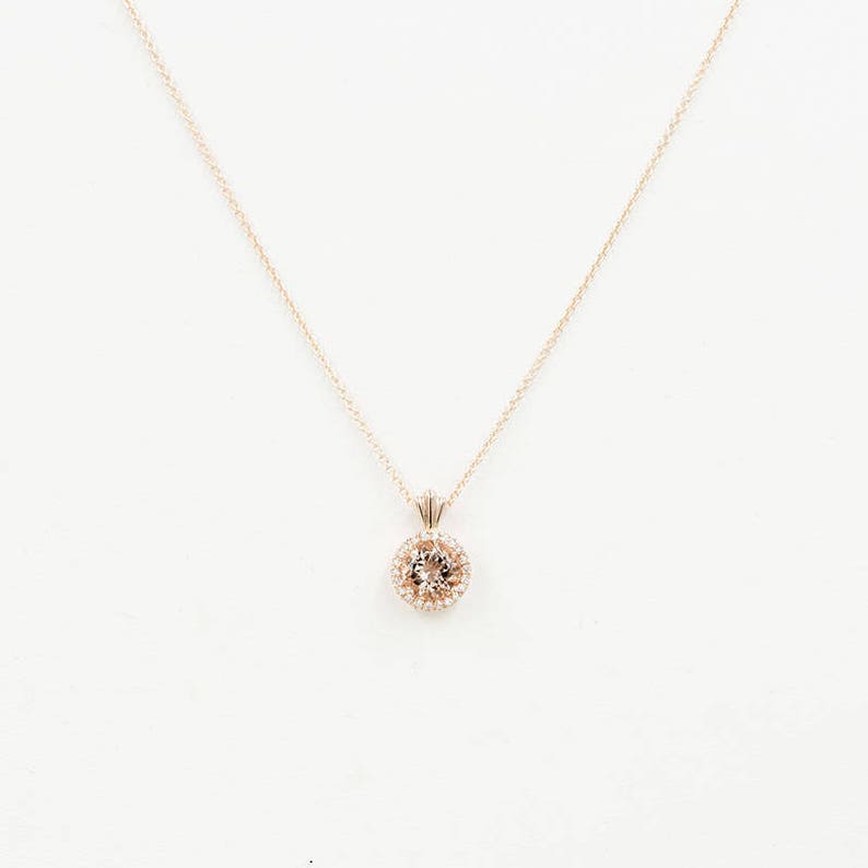 14K 2.3CT MORGANITE DIAMOND HALO NECKLACE